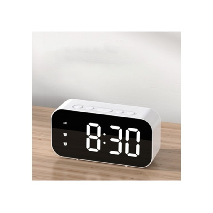 Digitális ébresztőóra, kicsi, LED, tükör, 20x10x5cm