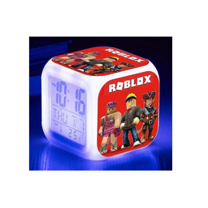 Roblox digitális dekoratív óra, 7 LED szín, éjjeli dísz, változatos méretek