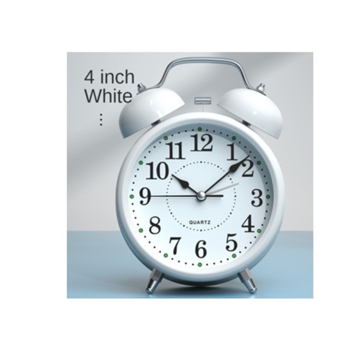 Dekoratív ébresztőóra Twin Bell, 4 hüvelykes, erős mechanikus hang, többszínű