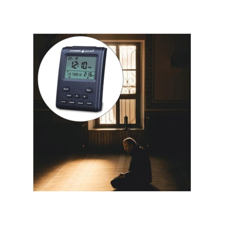 Arabeszk asztali dekorációs óra, Azan imádság ébresztőóra, LCD kijelző, Aquaforge
