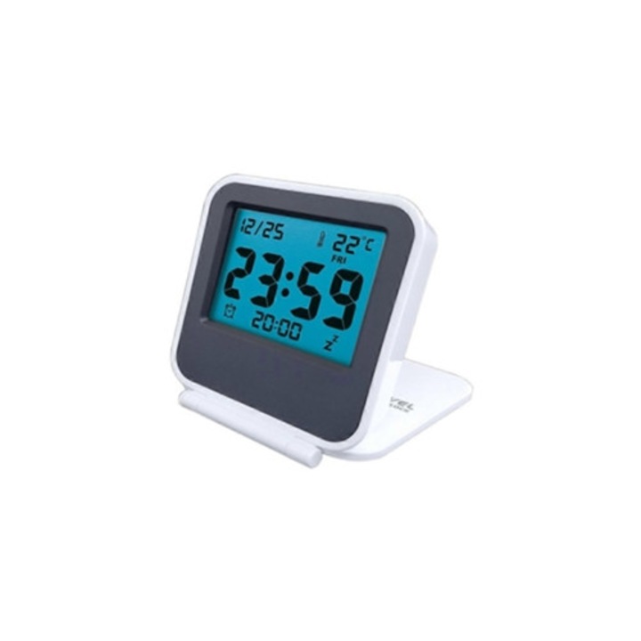Kompakt digitális dekoratív óra éjszakai fénnyel, fehér