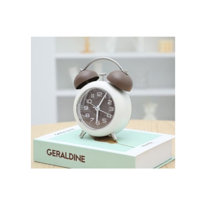 Dekoratív fém ébresztőóra digitális kijelzővel és éjszakai fénnyel, Aquaforge, nappaliba