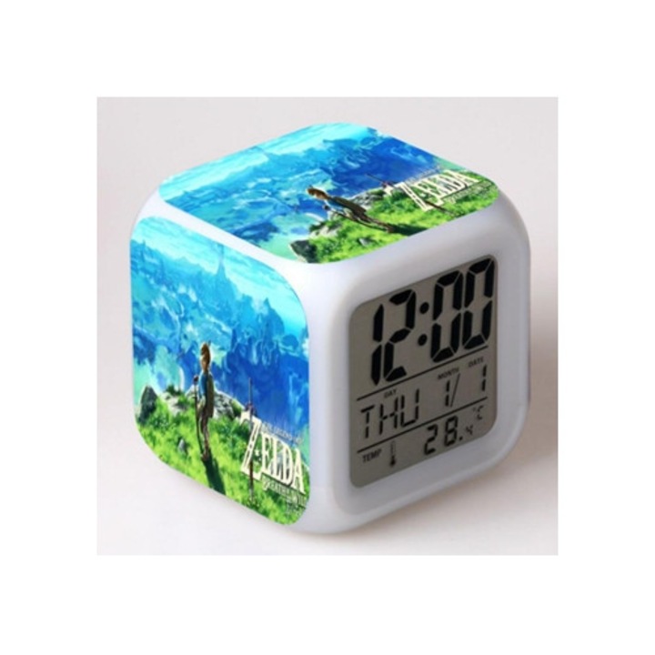 Zelda dekoratív óra színes éjszakai fénnyel F7