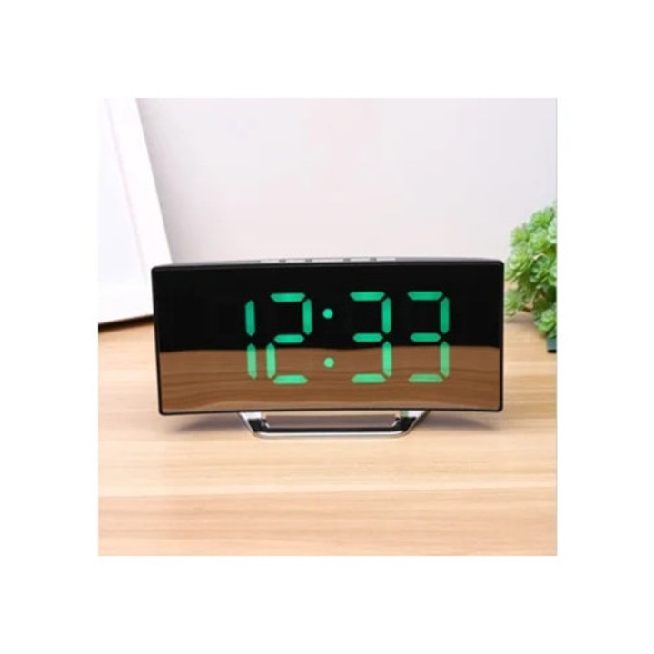 Dekoratív óra, hőmérséklet szundi funkció, ívelt LED kijelző, gyerekszoba, többszínű