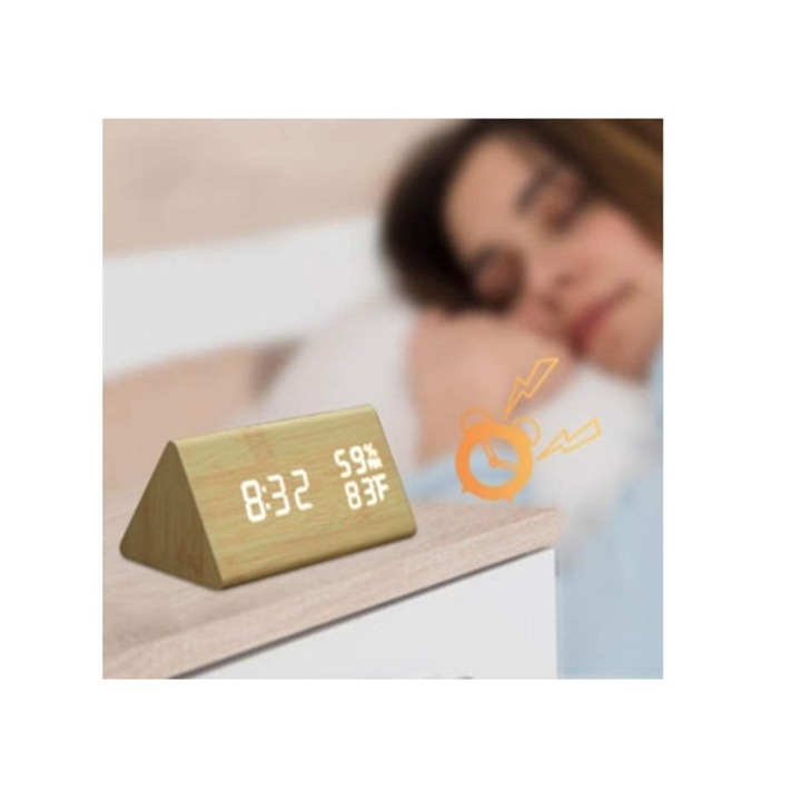 Aquaforge digitális fa dekoróra LED ébresztővel és dátummal