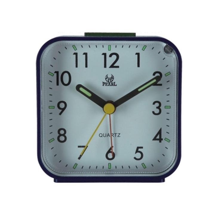 Néma analóg ébresztőóra, világítás és szundi funkcióval, utazáshoz, 10x10cm, többszínű