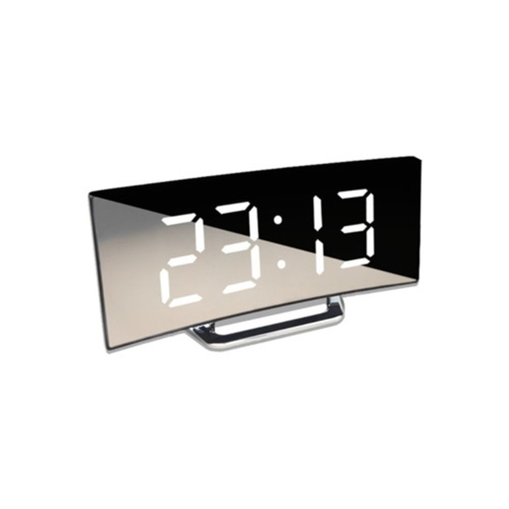 Aquaforge ívelt digitális dekorációs óra, szabályozható LED-del, elektronikus számokkal, fehér, egy méret