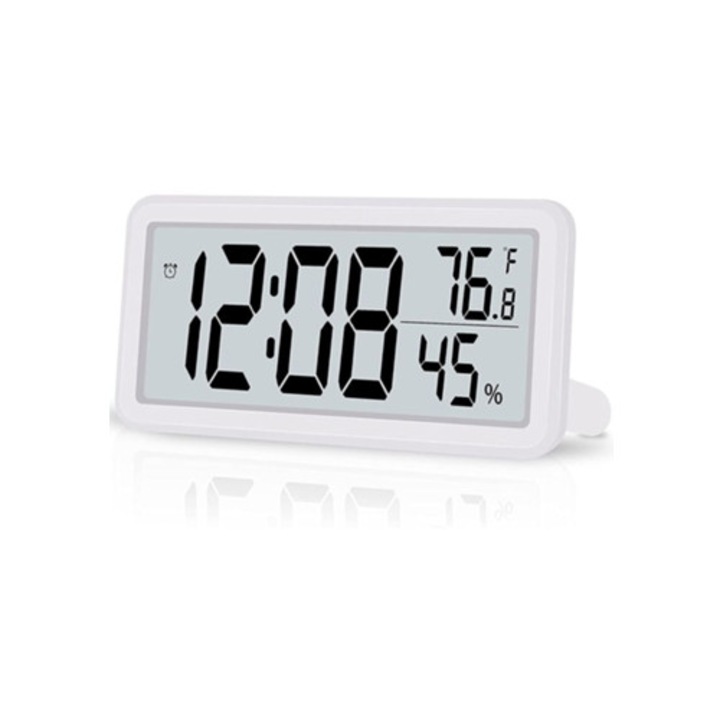 Dekoratív digitális óra, fehér, elemmel működik, irodába, hálószobába vagy konyhába
