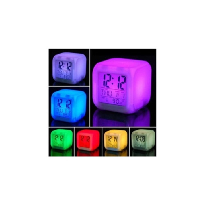 Dekoratív ébresztőóra színváltó funkcióval, 30x30cm