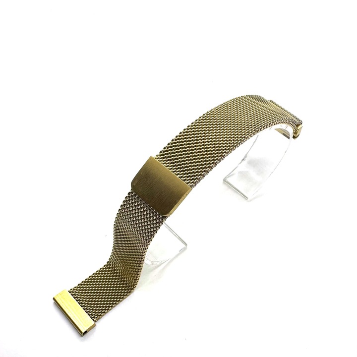 Curea ceas si smartwatch metalica Milanese 18mm aurie cu inchidere magnetica