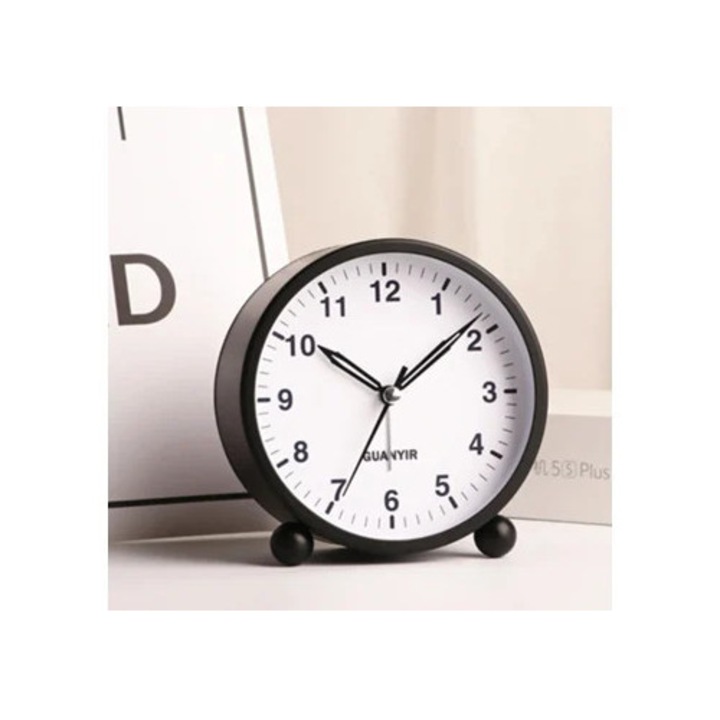 Aquaforge kerek fekete analóg falióra, csendes