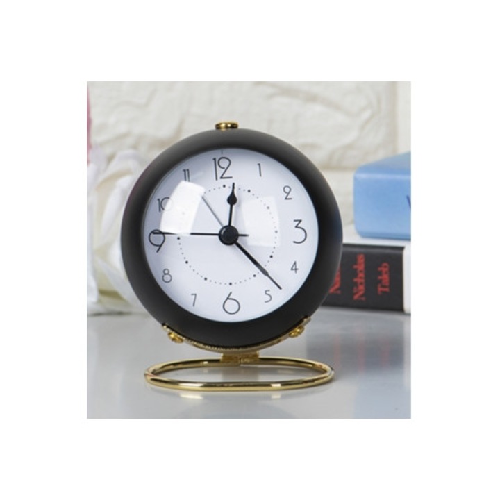 Asztali óra elemmel, Aquaforge, fekete, csendes, hálószobába