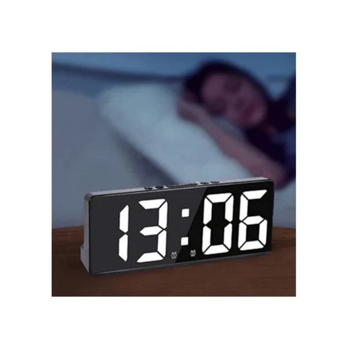 Aquaforge dekoratív asztali óra, digitális ébresztővel, állítható hőmérséklettel, fekete