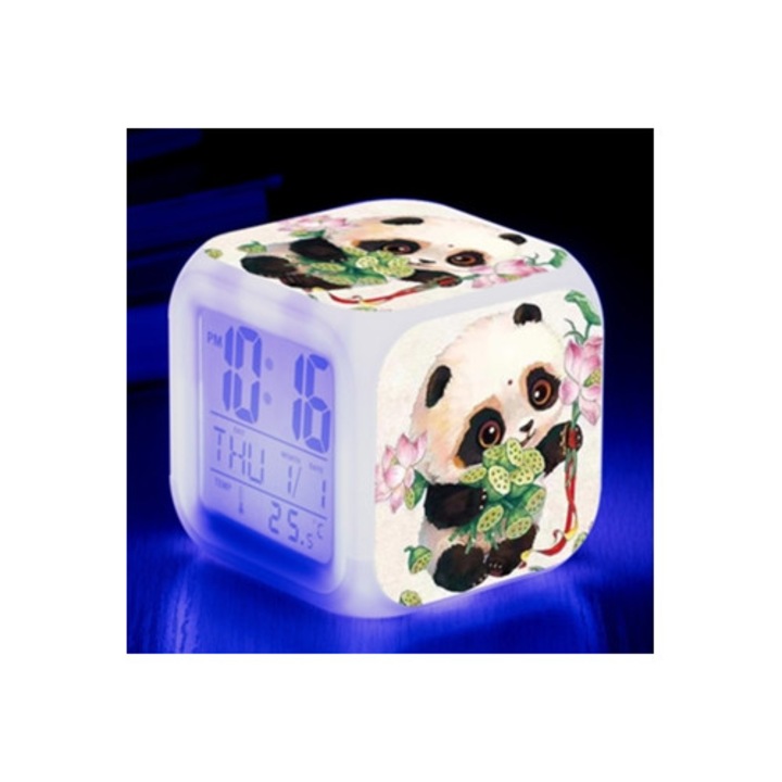 Panda digitális ébresztőóra, Aquaforge, többszínű