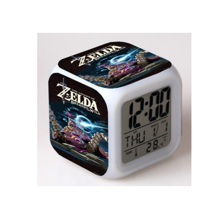 Zelda dekoratív óra színes fényekkel, F4 modell, kompakt méretek