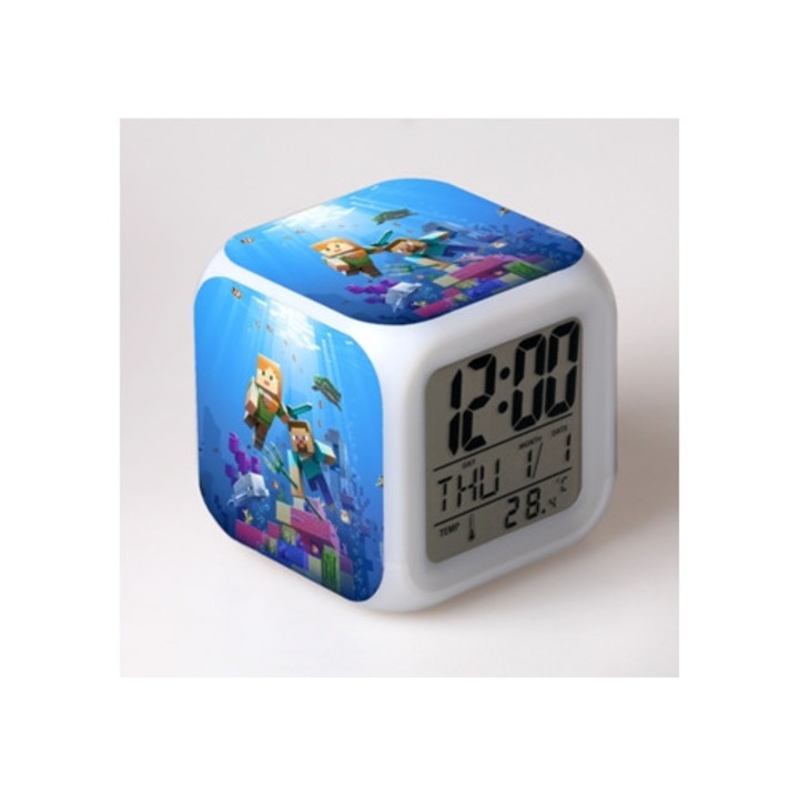 Minecraft Le Aquaforge multifunkcionális digitális dekoratív óra