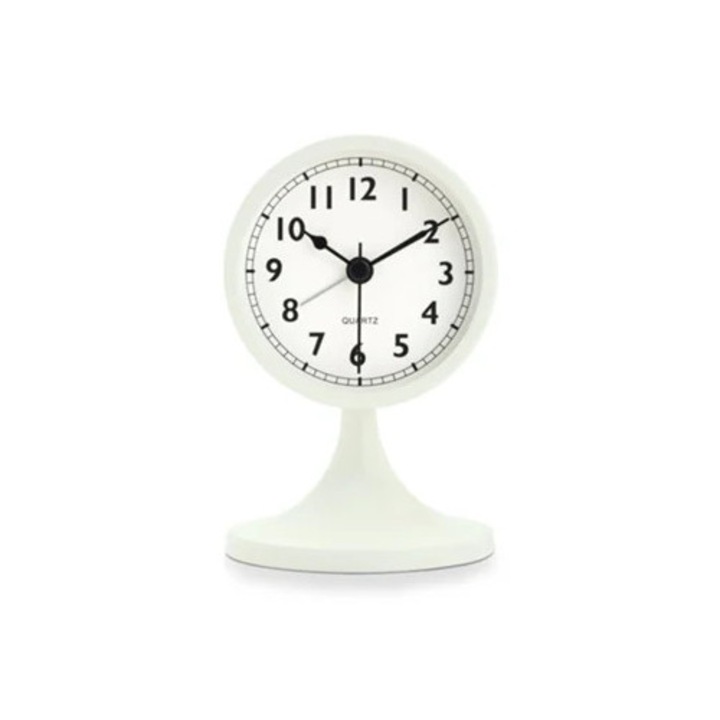 Kis, csendes, analóg asztali óra, fém, Aquaforge