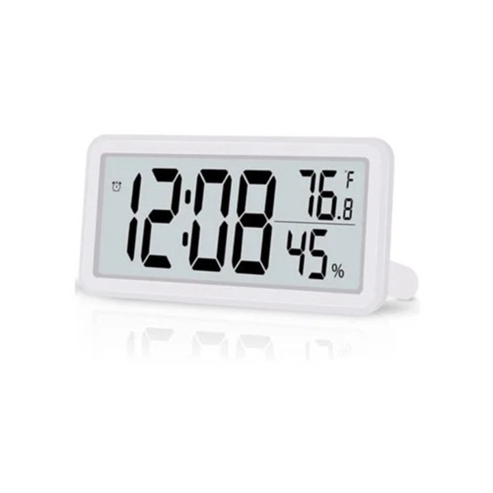 Digitális dekoratív óra, fehér, elemmel működik, irodába és hálószobába
