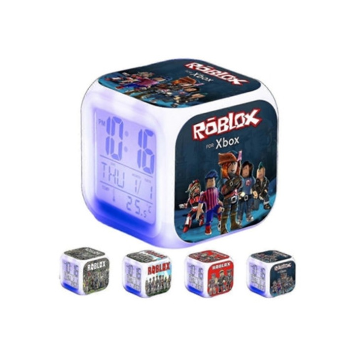 Roblox digitális dekorációs óra, 7 LED szín, éjjeli dísz, Acquaforge dekoráció