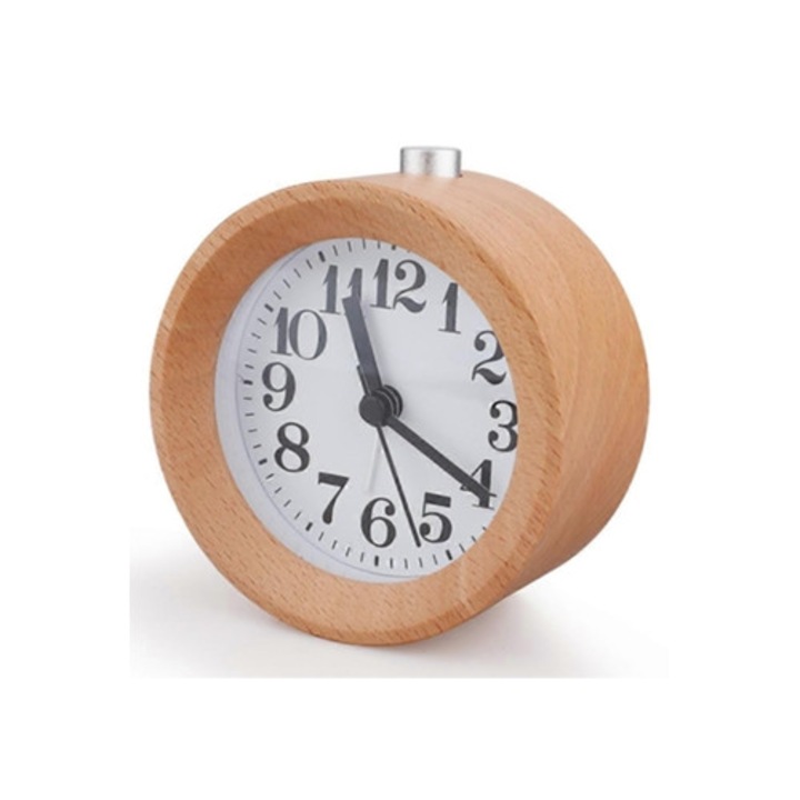 DB Aquaforge Classic kerek fa falióra, éjszakai fénnyel és szundi gombbal