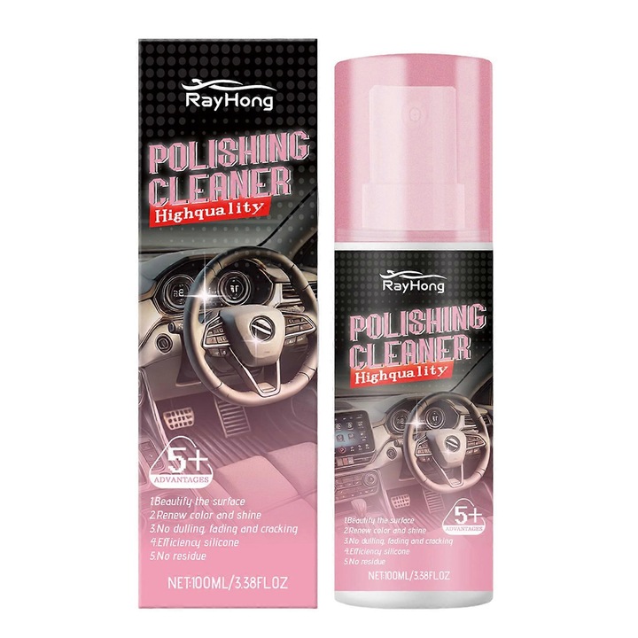 Спрей за почистване на интериора на автомобила, Rayhong, 100 мл, 4x4x13.6 см