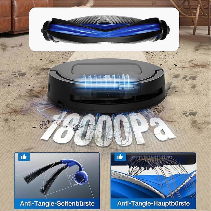 Set accesorii aspirator X9 Pro, 1 perie principala, 6 perii laterale, 4 filtre Hepa, 6 saci de praf, 1 mop, plastic