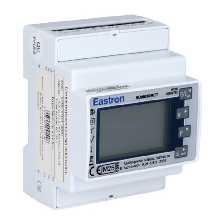 Contor de energie trifazat Eastron SDM630-M Modbus, 3p4w, RS-485, 72x100mm
