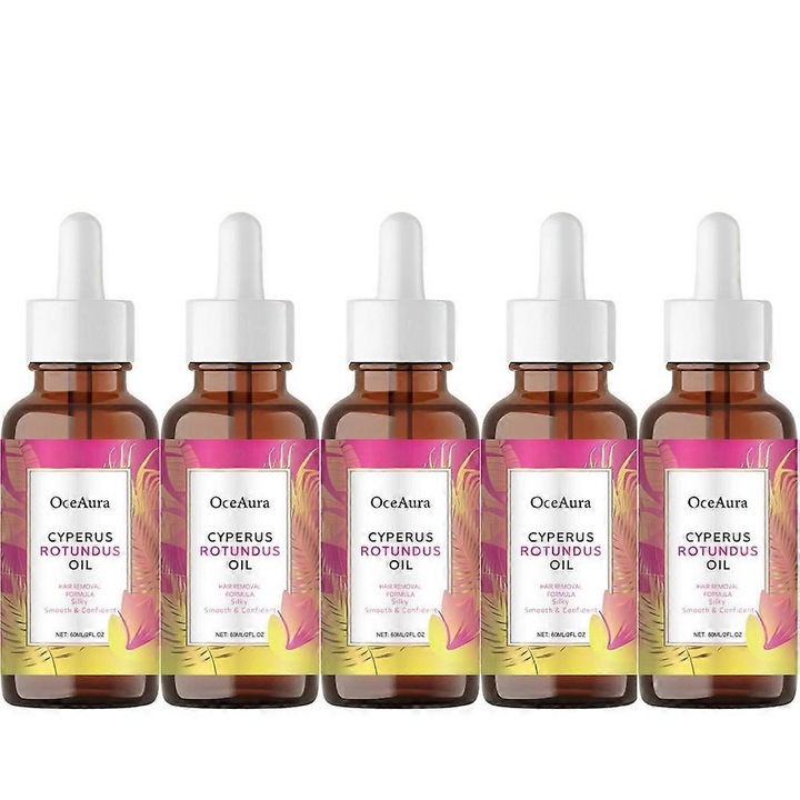 Cyperus Rotundus Olaj 60ml szőrtelenítésre, 5 darabos szett, jojobaolajjal és teafaolajjal