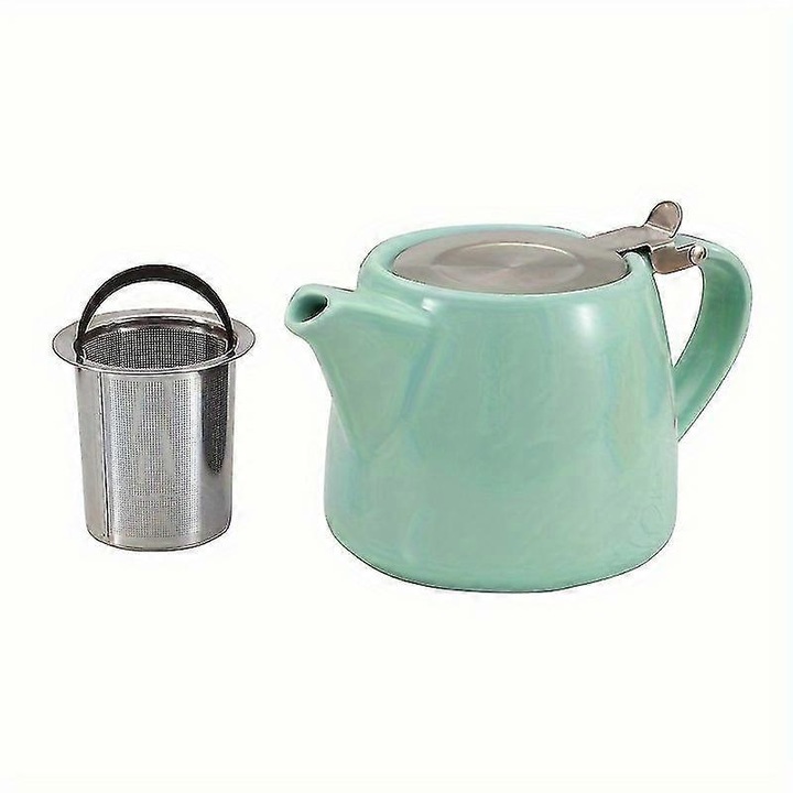 Kerámia teáskanna rozsdamentes acél infúzióval, zöld