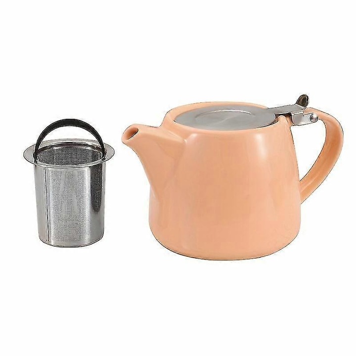 Kerámia teáskanna, rozsdamentes acél infúzió, világos narancssárga