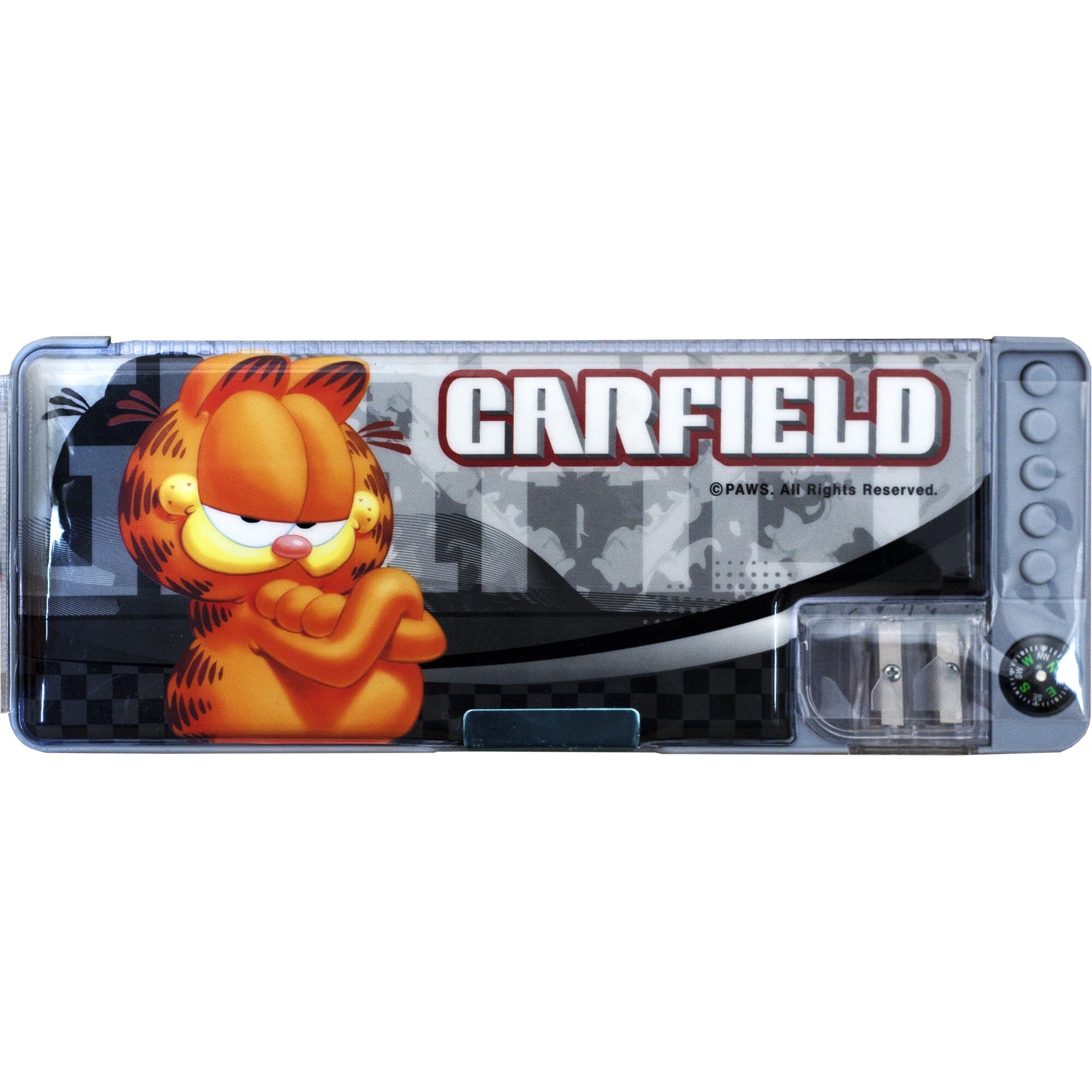 Penar plastic cu ascutitoare si busola incorporate Garfield