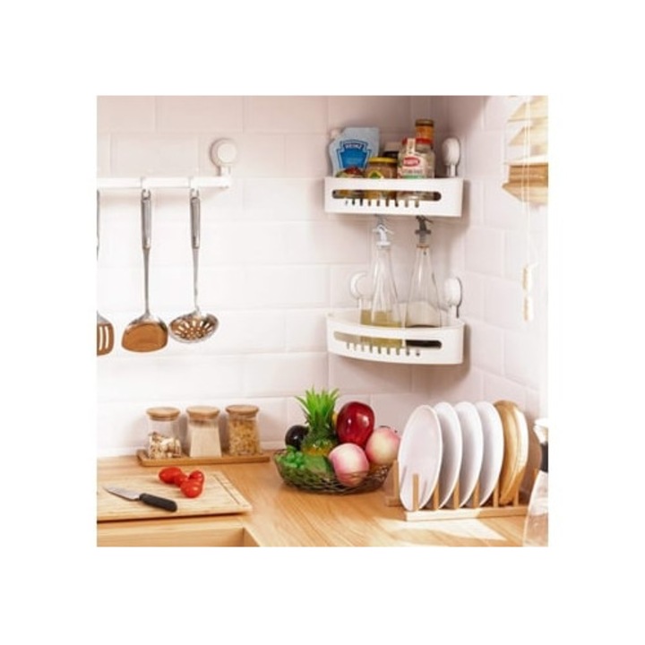 Suport coltar pentru baie cu ventuza, 30x20cm