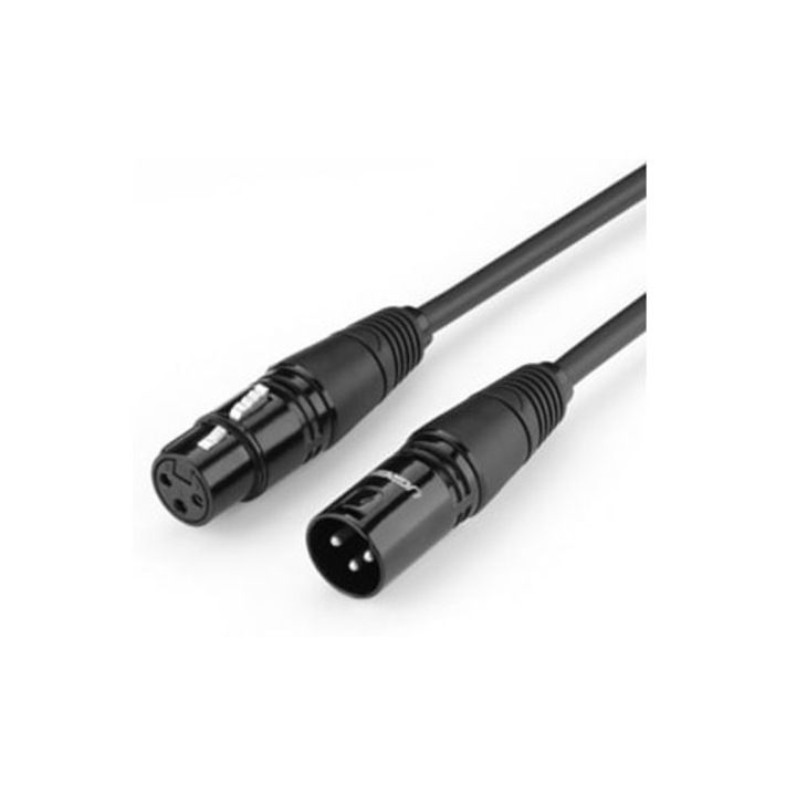 Cablu audio XLR Ugreen Av130 2m, conector femela-mascul, negru