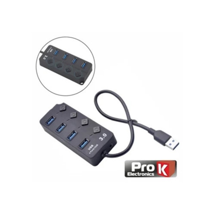 USB 3.0 elosztó, 4 portos, többszínű