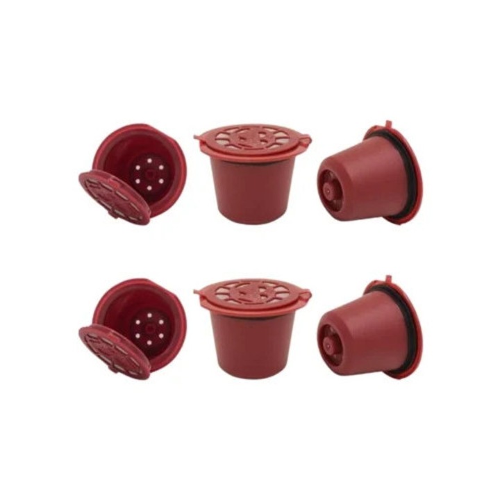 Set 6 capsule reutilizabile pentru Nespresso Creatista Plus, rosu