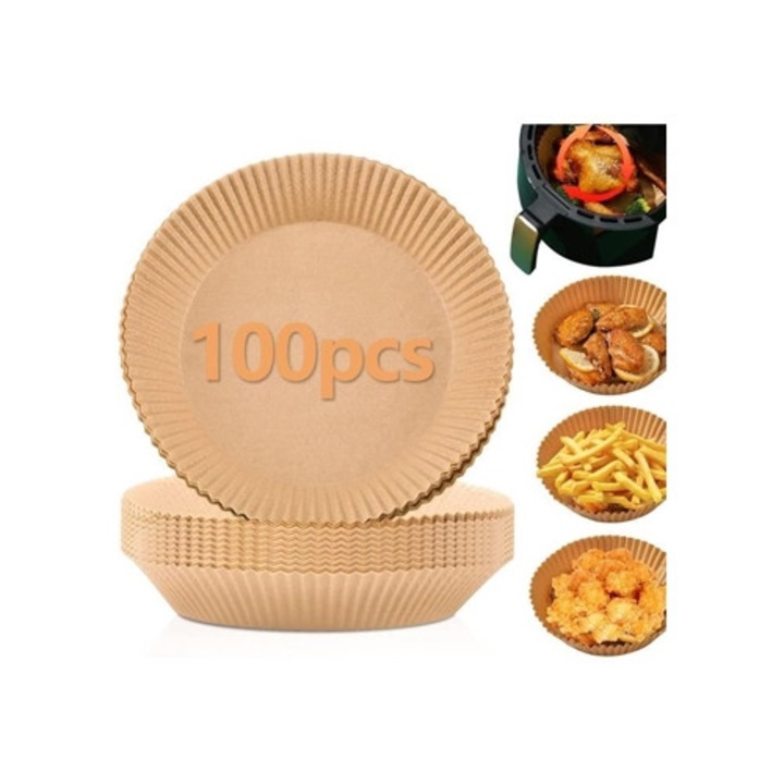 Foaie de hartie pentru friteuza cu aer, set de 100 bucati, 20x20cm