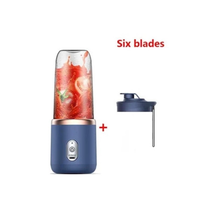 Blender portabil, 400ml, electric, incarcare USB, albastru