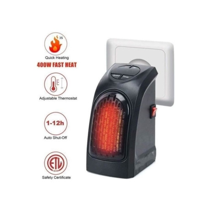 Calorifer electric 400W, negru, set