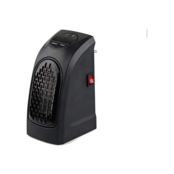 Mini hőlégfúvó, termosztáttal, fekete