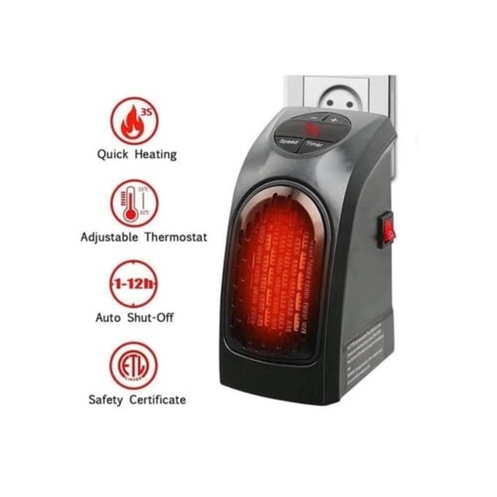 Aeroterma electrica, 400W, consum redus, negru