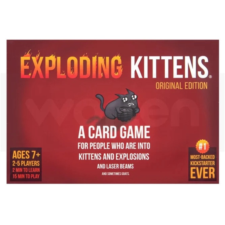 Joc de societate Exploding Kittens, varsta minima 7 ani, nivel de dificultate scazut