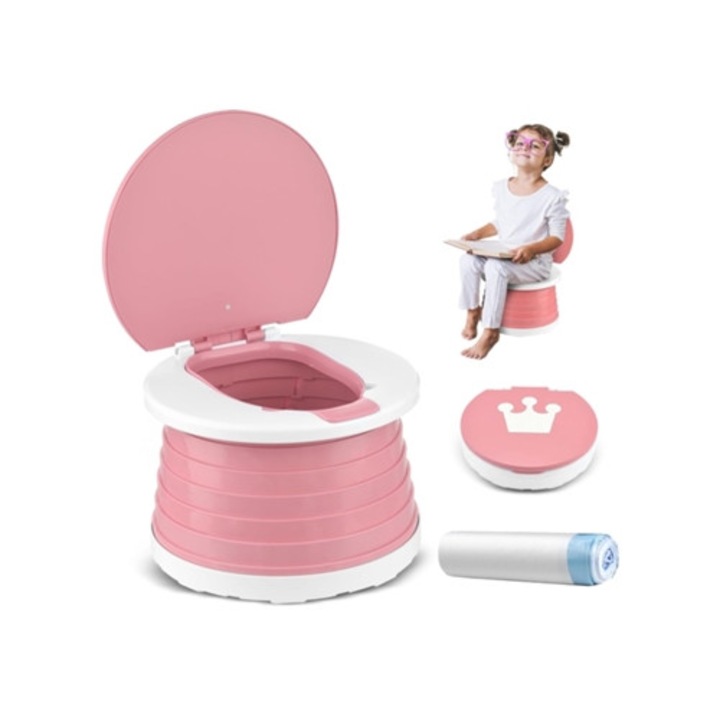 Olita portabila,pliabila pentru copii, roz