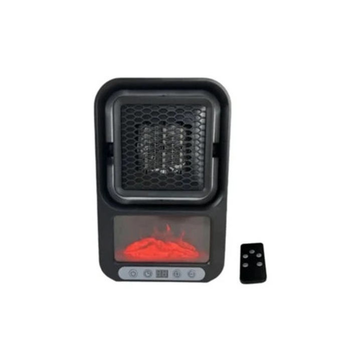 Fűtőtest kandalló típusú, 500W, 220V, kompakt, fekete