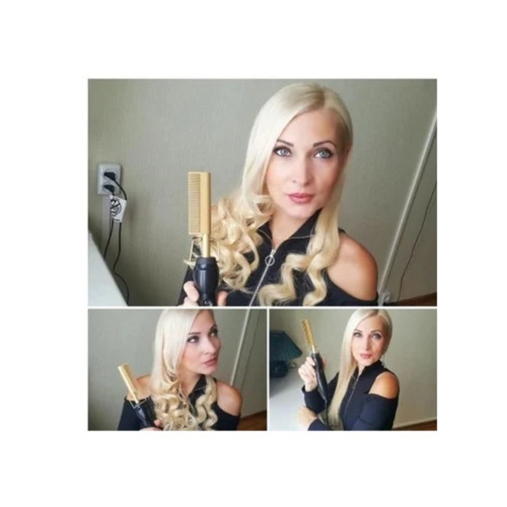 Perie de par electrica, ceramica, utilizare umeda/uscata, 450F