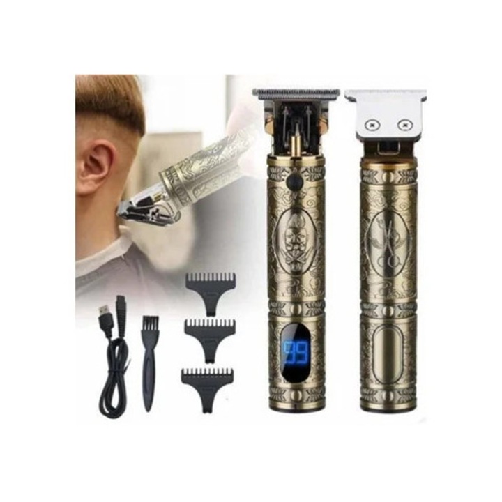 Aparat de tuns profesional pentru barbati, tuns si barbierit, incarcare USB, display LED