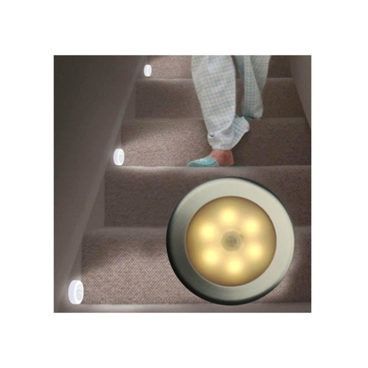Veioza cu senzor de miscare, alba, pentru dulapuri, set de 1 bucata