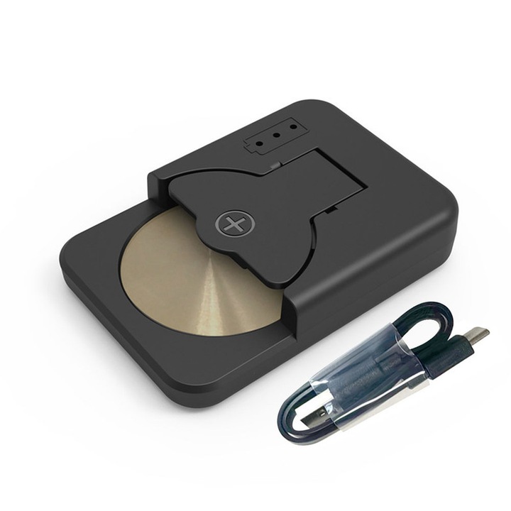 Incarcator baterii buton, RASK, cu indicator luminos LED, Negru