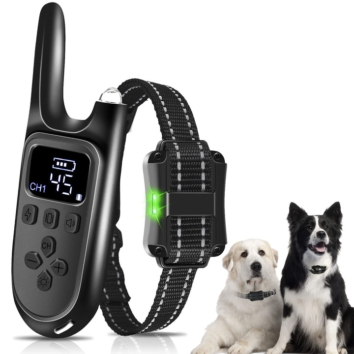 Zgarda Electrica Pentru Dresaj Caini, Bedee®, Bip, vibratii si soc electric, 4 moduri de lucru, 100 nivele reglabile, Reincarcabila, Raza de Actiune 800m, Rezistenta la Apa IP67, Lungimea gulerului 15-70 cm, Negru