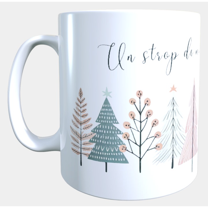 Cana ceramica personalizata „Un strop de magie in fiecare dimineata” – 330 ml, alba