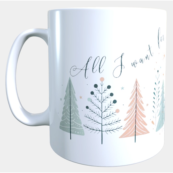 Cana ceramica personalizata „All I want for Christmas is my Coffee” – 330 ml, alba
